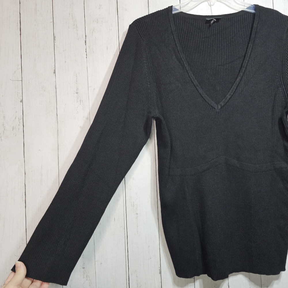 Torrid Women's Black Ribbed V-Neck Rayon Knit Sweater Size 3X Long Sleeve. - Picture 5 of 10